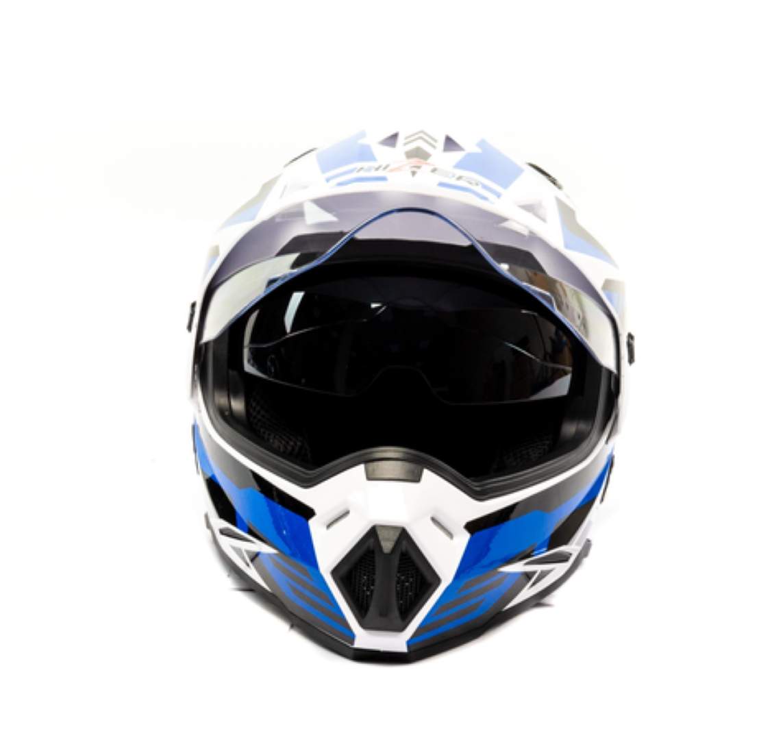 Шлем мото мотард HIZER J6802 №6 (L) white/blue (2 визора)
